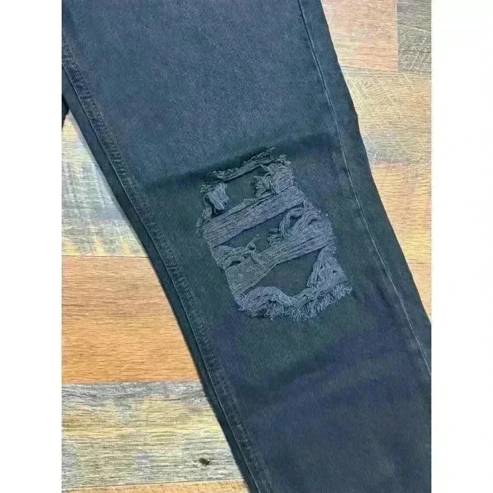 FREE‎ PEOPLE Maggie Mid Rise Straight -Leg Jeans In Washed Black SIZE 27